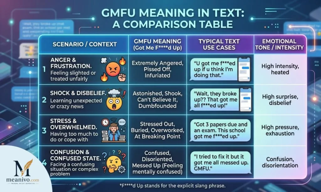 GMFU mean in text comparison table