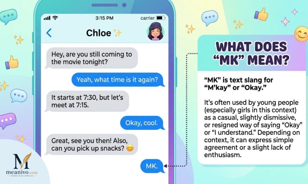 mk meaning in text message